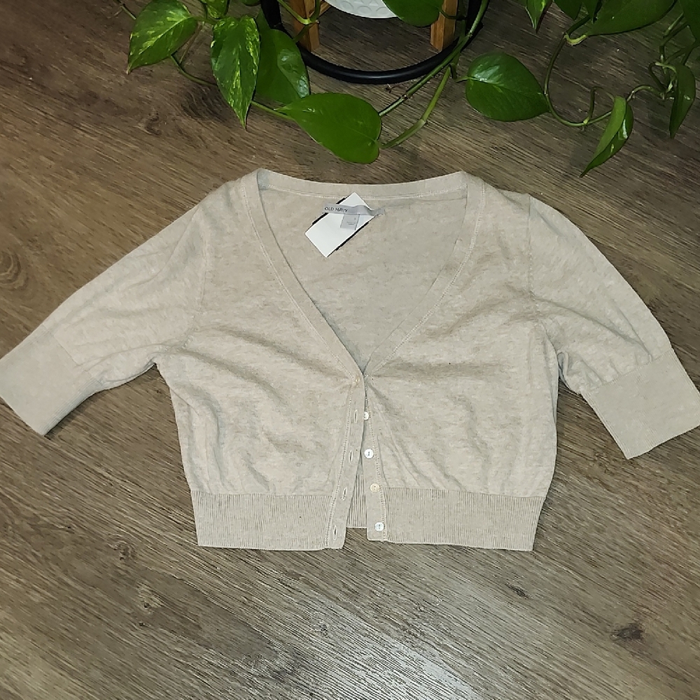 Old Navy Light Beige Women's Crop Cardigan